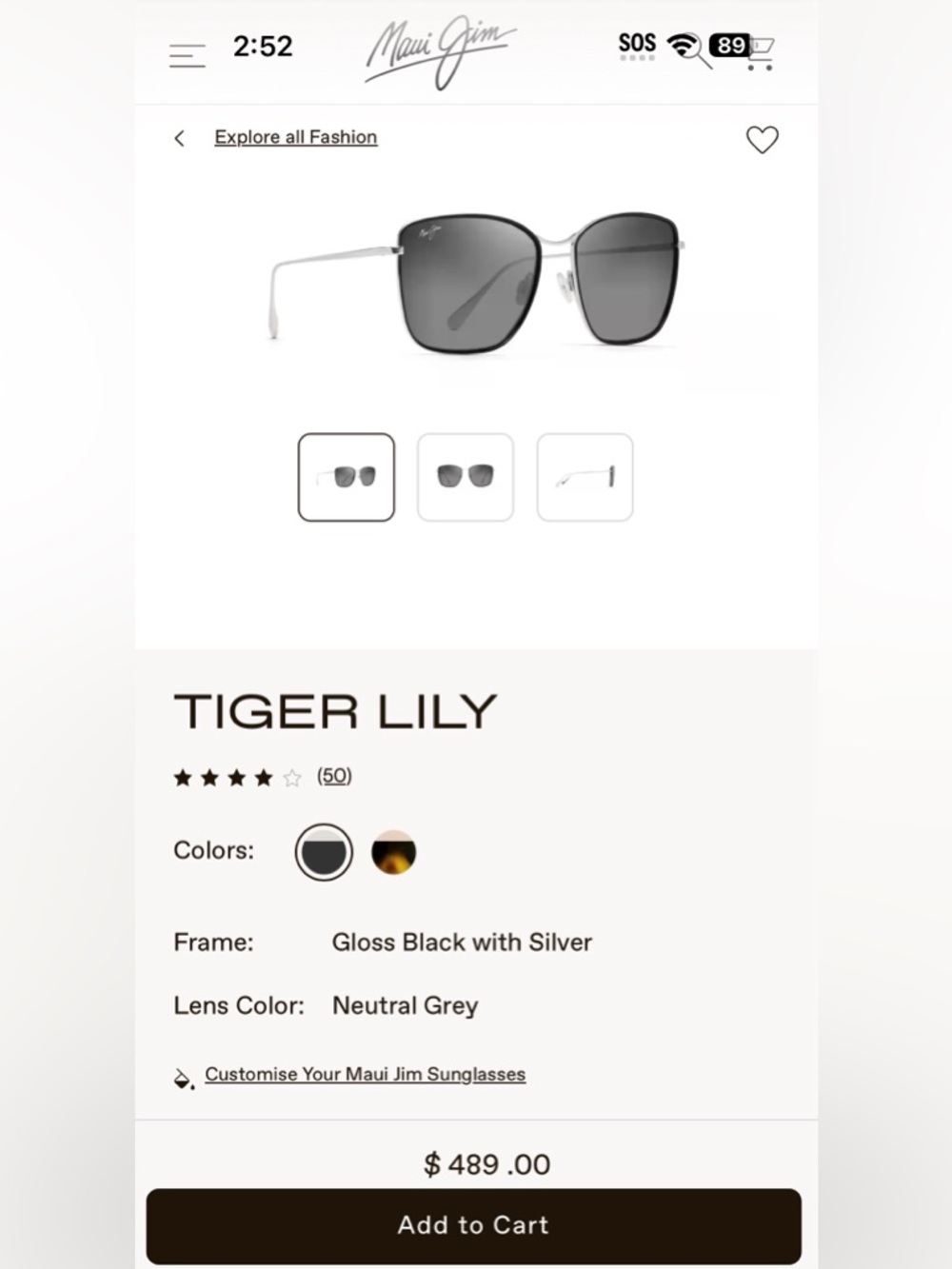 ⭐️NWT Maui Jim Tiger Lily Titanium PolarizedPlus2 Grey Lenses. Fits Large Face.